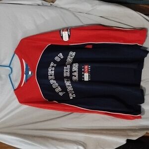 Tommy Hilfiger Long sleeve shirt. Red and blue in color. Size XXL